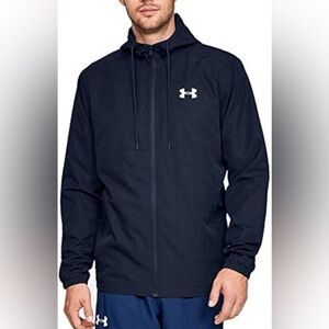 Under Armour Jacket Mens Blue Hoodie Zip Lightweight Loose Windbreaker